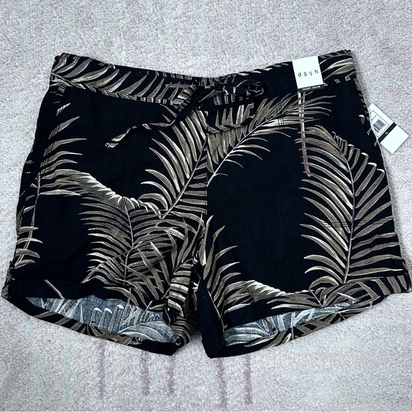 dash Pants - NWT dash Tropical Leaf Print Linen Blend Shorts XL Resortwear Cruise Summer